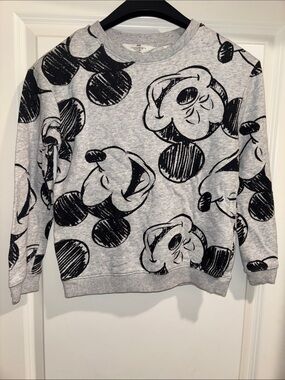Boys Gray & Black Mickey Sketch Crewneck Sweatshirt from H&M